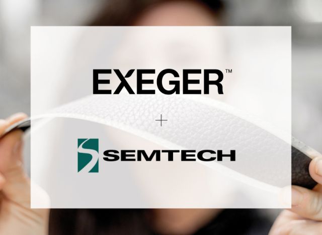 flexible solar cell with exeger and semtech logos