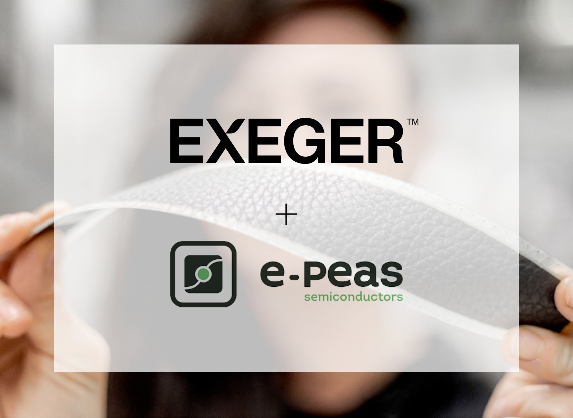 flexible solar cell with exeger and e-peas semiconductors logos